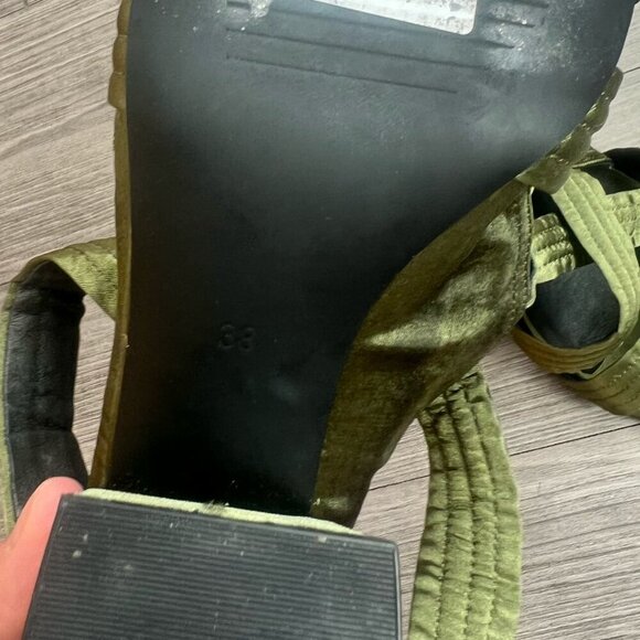 Sol Sana Strappy Block Heel Gabby Heel in Forest Green Satin Size EU38 / W7 - Picture 6 of 8
